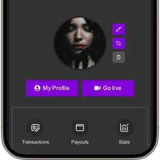 Provider profile page on a pay per minute video chat platform