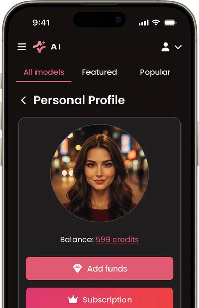 Custom AI companion profiles - AI companion app screen