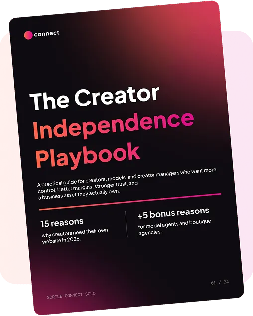 Cover of the guide, highlighting reasons for creators to own a website, with bonus tips for model agents and agencies.